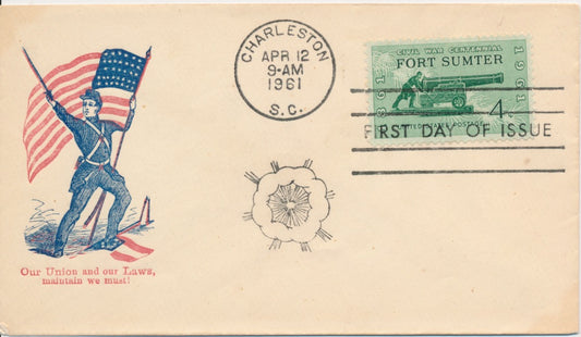 #1178 Fort Sumter Civil War Centennial Patriotic cachet First Day cover on unused Civil War Patriotic cover