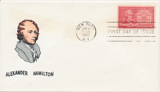 #1086 Alexander Hamilton Hand Painted Knoble cachet First Day cover