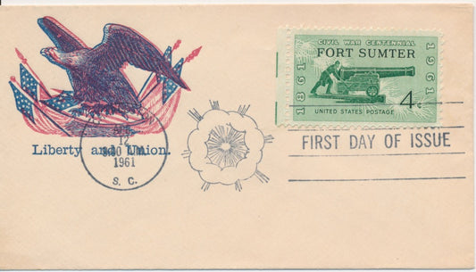 #1178 Fort Sumter Civil War Centennial Patriotic cachet First Day cover #2 on unused Civil War Patriotic cover