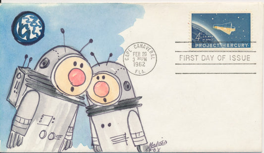 #1193 Space Project Mercury Hand Painted Melissa Fox cachet First Day cover Add on