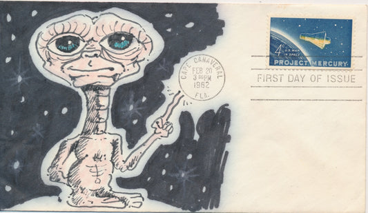 #1193 Space Project Mercury Hand Painted Unknown cachet First Day cover Add on ET design