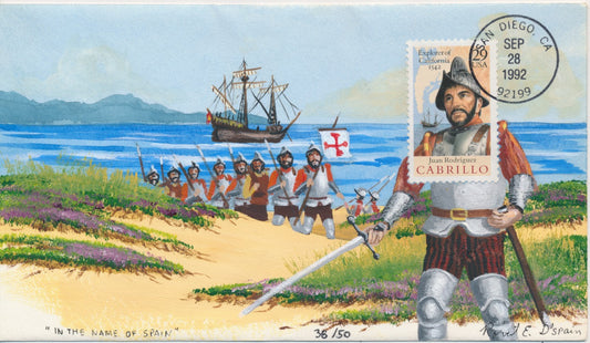 #2704 Juan Rodriguez Cabrillo Hand Painted Robert D'Spain cachet First Day cover 50 made