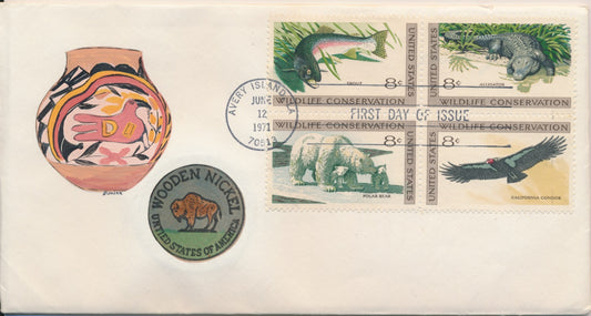 #1427-30 Wildlife Conservation 1971 Hand Painted Jonal cachet First Day cover