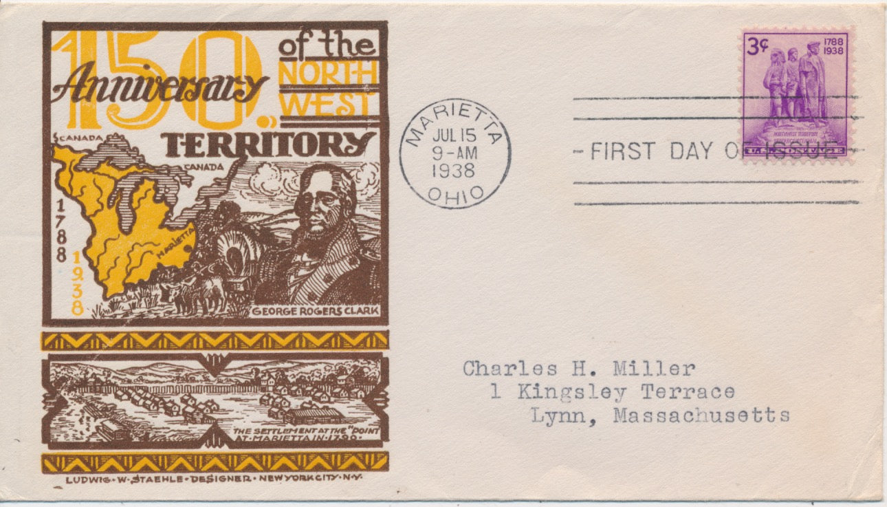 #837 Northwest Territory L.W. Staehle cachet First Day cover Scarce