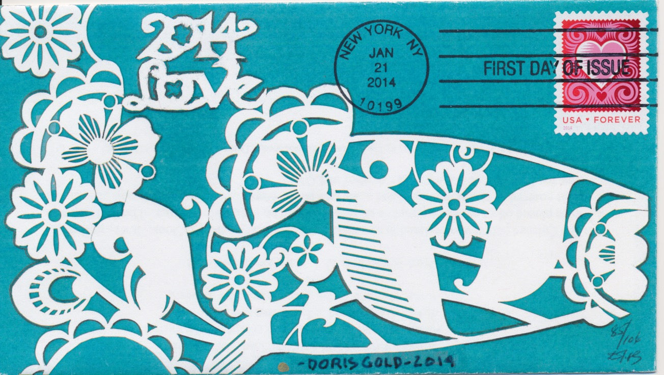 #4847 Love 2014 Forever Laser Doris Gold cachet First Day cover 106 made